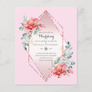 LOWEST BUDGET Red Floral RoseGold Glitter Wedding  Flyer