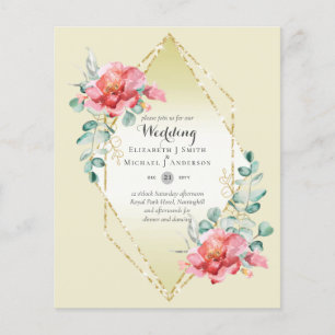 LOWEST Budget Red Rose Floral Wedding Invitation Flyer