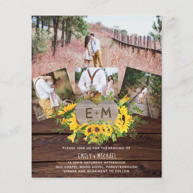 Lowest Budget Rustic Sunflowers Wedding Flyer (Front)
