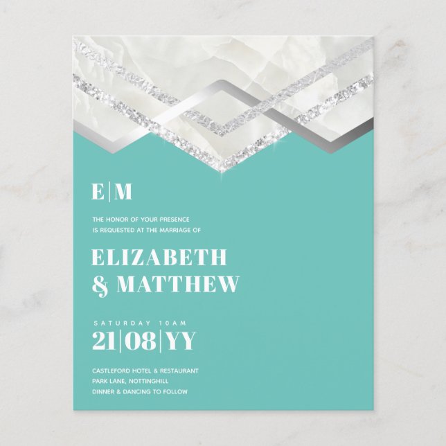 Lowest BUDGET Teal Silver Wedding FLYER (Front)