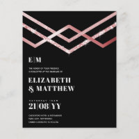 Lowest Budget Wedding FLYER Invite Glam Deco Chic