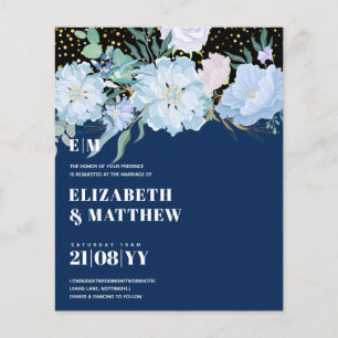 Lowest Budget Wedding FLYERS Blue Flowers Girly