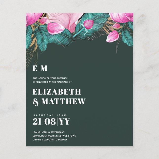 Lowest Budget Wedding FLYERS Boho Floral (Front)