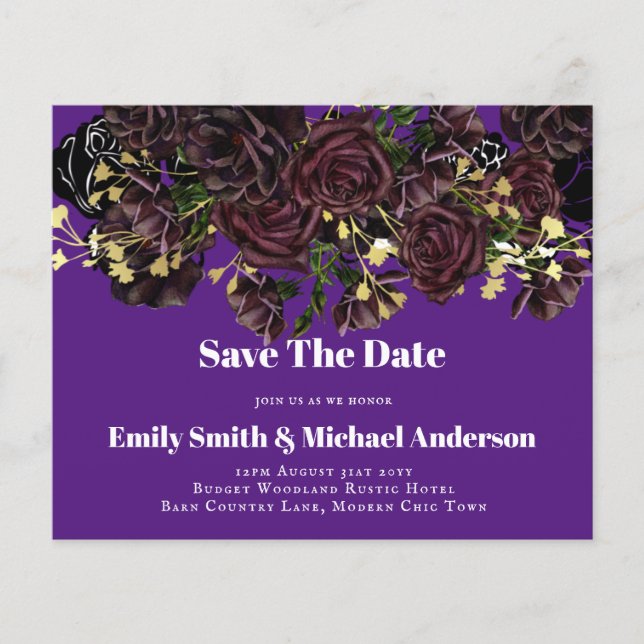 Lowest Budget Wedding FLYERS Dark Plum Marsala (Front)