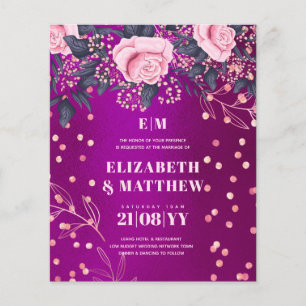 Lowest Budget Wedding FLYERS Magenta Pink Flowers