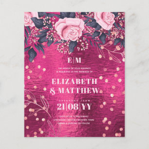 Lowest Budget Wedding FLYERS Metallic Pink Flowers