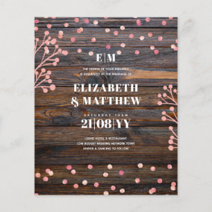 Lowest Budget Wedding FLYERS Rustic Rosegold
