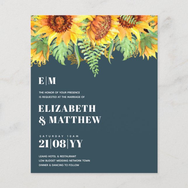 Lowest Budget Wedding FLYERS Sunflowers (Front)