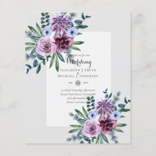 LOWEST BUDGET Wedding Invitations Plum Floral Flyer