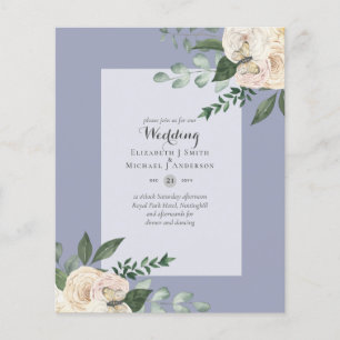 LOWEST BUDGET White Roses Wedding Invitations Flyer