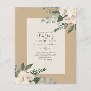 LOWEST BUDGET White Roses Wedding Invitations Flyer