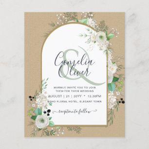 Lowest BUDGET White Roses Wedding Invites Arch Flyer