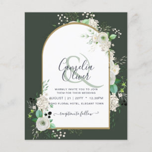 Lowest BUDGET White Roses Wedding Invites Arch Flyer