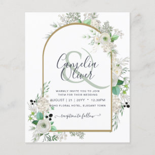 Lowest BUDGET White Roses Wedding Invites Arch Flyer