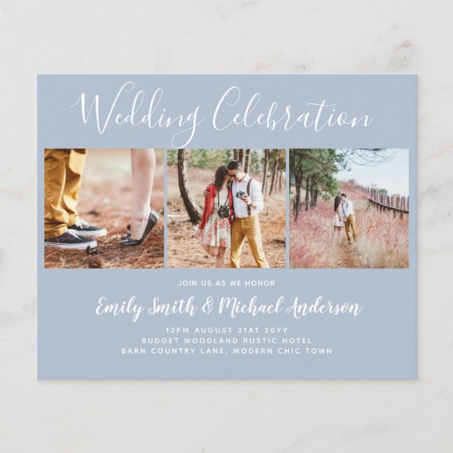 LOWEST PRICED Dusty Blue Photo Collage Wedding Fly Flyer (Front)
