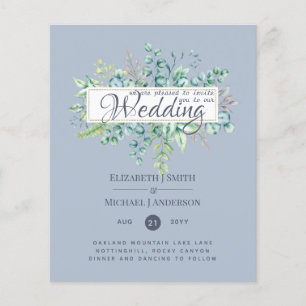LOWEST PRICED Eucalyptus Dusty Blue Wedding Flyer