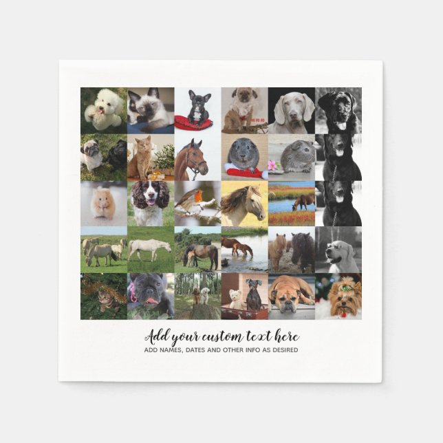 Lowest Prices! 35 x PHOTOS Collage and Custom Text Napkin (Front)