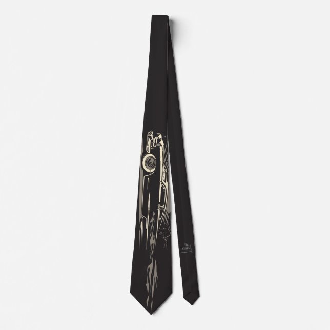 Lowrider Car Flow Fire Necktie (Midnight Grey) (Front)