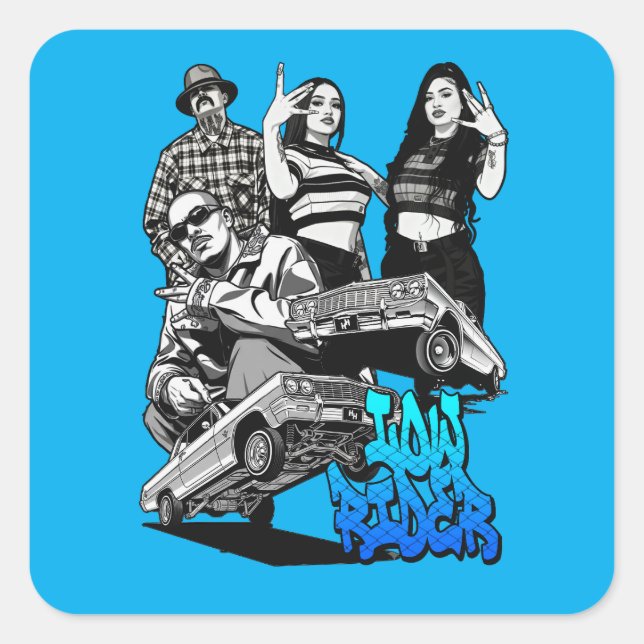 Lowrider Urban Art – Chicano Streetwear Culture Square Sticker (Front)