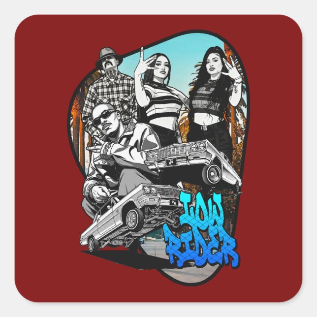 Lowrider Urban Art – Chicano Streetwear Culture Square Sticker (Front)
