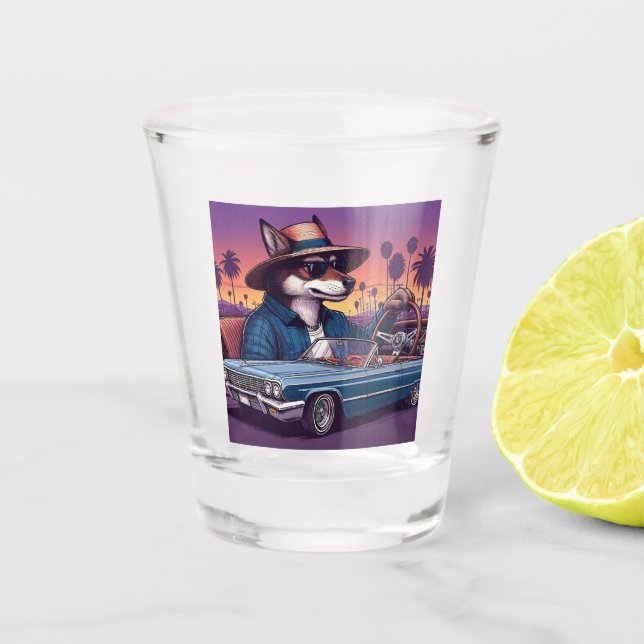 Lowrider Wolfy Shot Glass (Front)