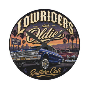 Lowriders and oldies round clock