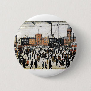lowry going to work design 6 cm round badge
