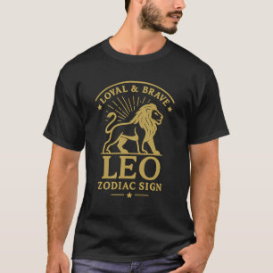 Loyal & Brave Leo Zodiac T-Shirt Bold Lion