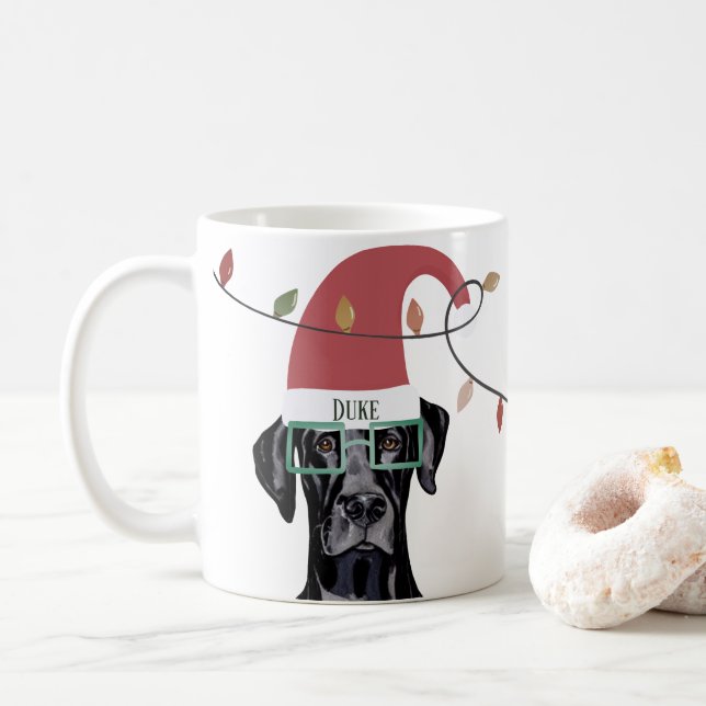 Loyal Dog Christmas Lights Helper Coffee Mug (With Donut)