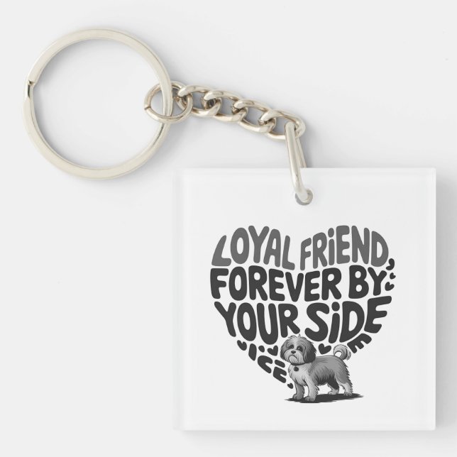Loyal Friend Dog Companion Heart Design Key Ring (Front)