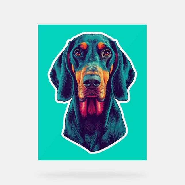 Loyal Glow – Vibrant Bluetick Coonhound Pop Art Acrylic Sign (Front)