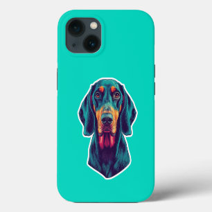 Loyal Glow – Vibrant Bluetick Coonhound Pop Art iPhone 13 Case