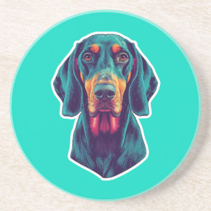 Loyal Glow – Vibrant Bluetick Coonhound Pop Art Coaster