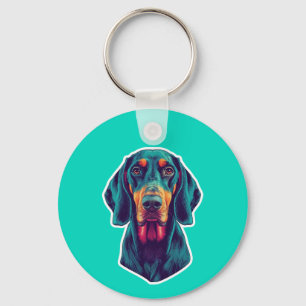 Loyal Glow – Vibrant Bluetick Coonhound Pop Art Key Ring