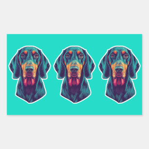 Loyal Glow – Vibrant Bluetick Coonhound Pop Art Rectangular Sticker