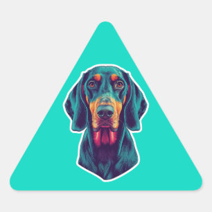Loyal Glow – Vibrant Bluetick Coonhound Pop Art Triangle Sticker