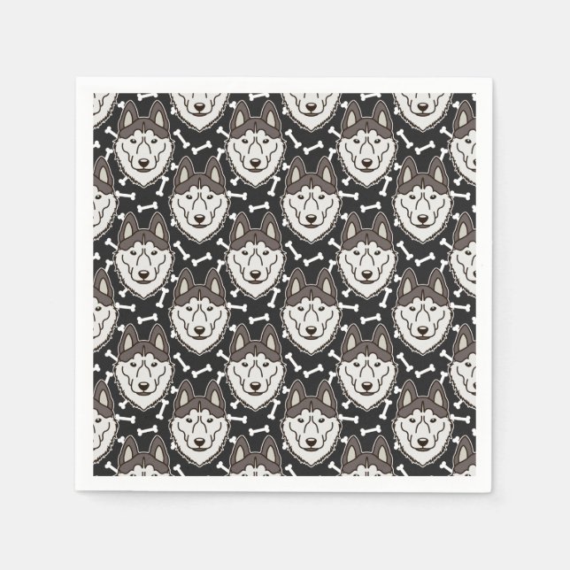 Loyal Siberian Husky Arctic Sled Dog Pet Puppy Napkin (Front)