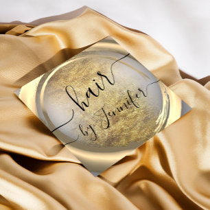 Loyality 6 Punches Hair Lash Makeup Gold Grey Square Business Card