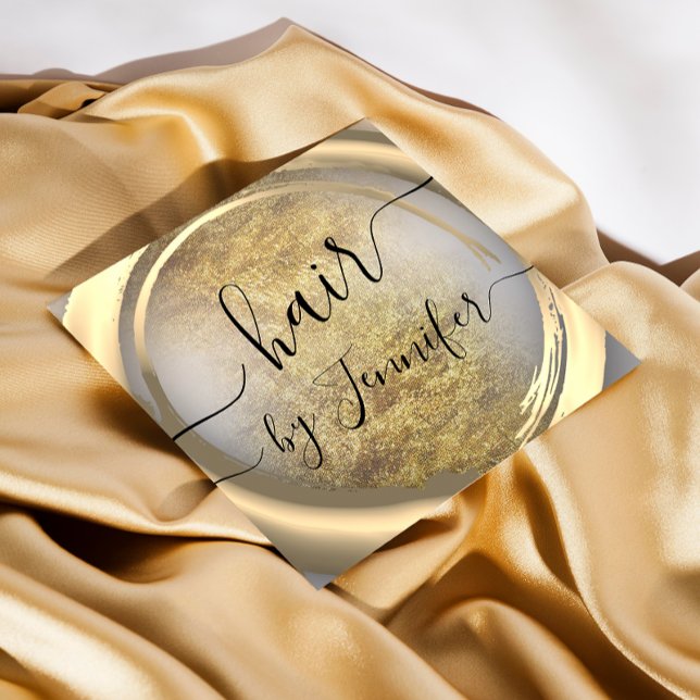 Loyality   6 Punches Hair Lash Makeup Gold Grey Square Business Card (Creator Uploaded)