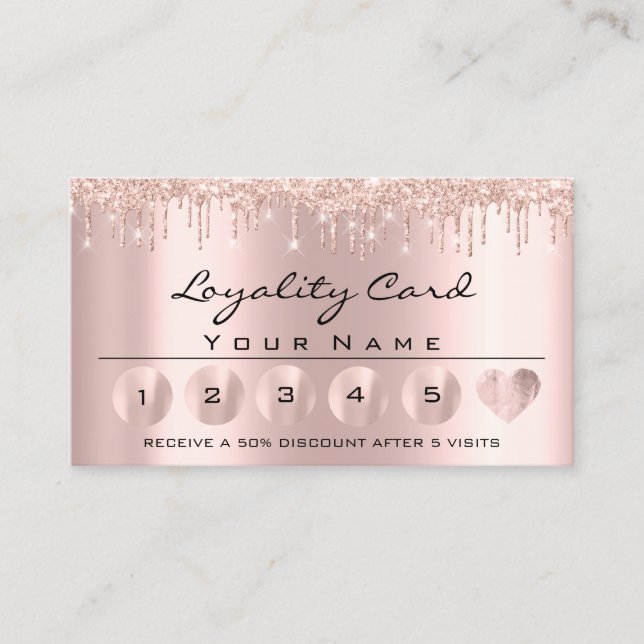 Loyaliy 6 Aesthetician MAKEUP Rose Pink Heart Lash Business Card (Front)