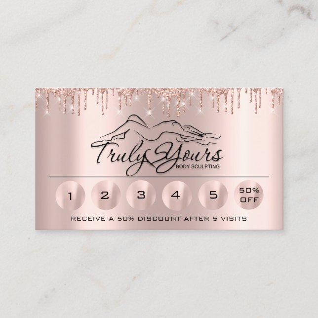 Loyaliy 6 Body Sclupting Drips  Rose Logo Business Card (Front)