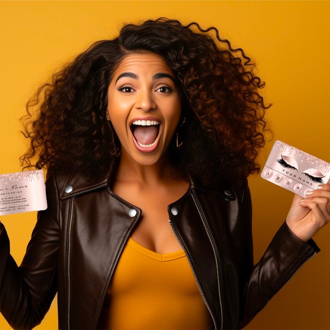 Loyaliy 6 Makeup Aesthetician Eyelash Rose Drips Business Card (#LoyaltyLuxury #MakeupMajesty #EstheticianElegance #EyelashExcellence #RoseRadiance #DripDrama #Busi)