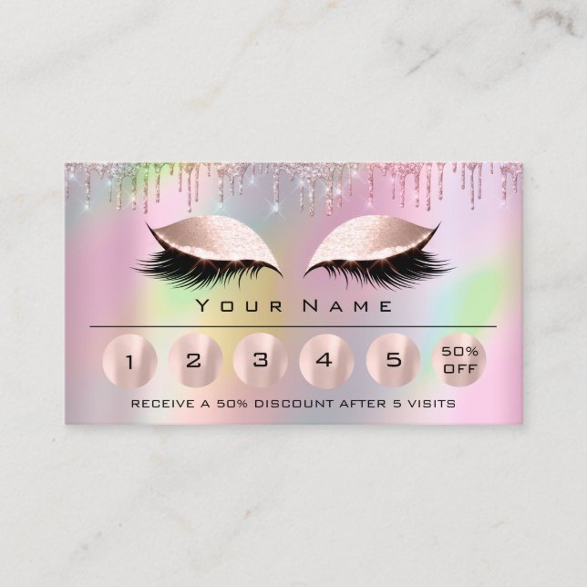 Loyaliy 6 Makeup Aesthetician Eyelash Rose Hologra Business Card (Front)