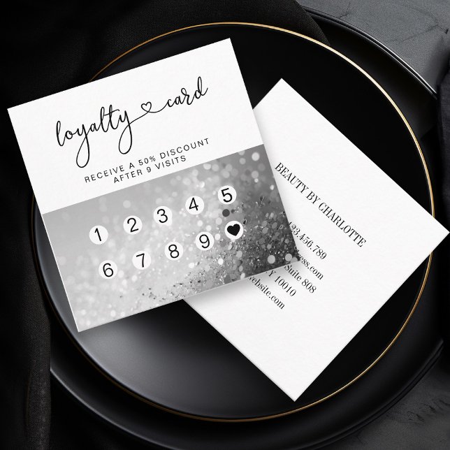 Loyalty 10 Nails Lashes Glitter Square Business Card (Creator Uploaded)