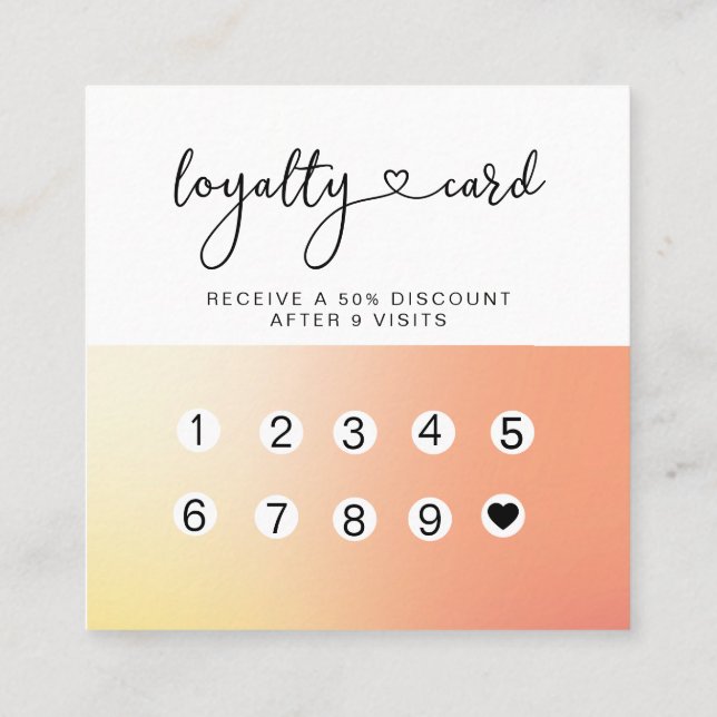 Loyalty 10 Nails Lashes Ombre  Square Business Car Card (Back)
