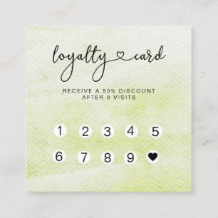 Loyalty 10 Nails Lashes  Watercolor Square Busines Business Card
