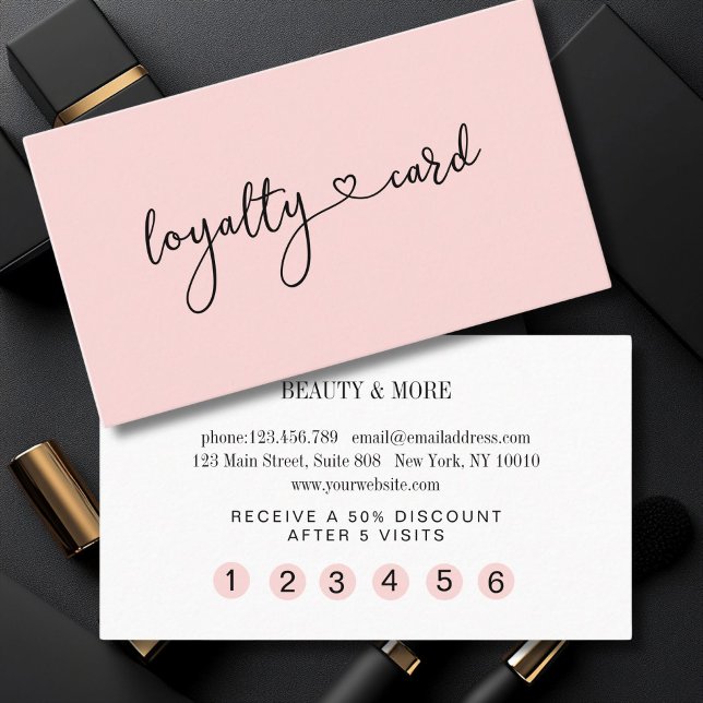 Loyalty 5 Nails Lashes Beauty Business Card (Personalized Loyalty 5 Nails Lashes Beauty Business Card)