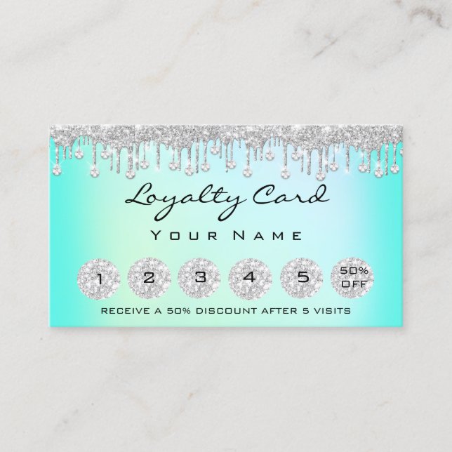 Loyalty 6 Makeup Aesthetician Eyelash Diamond Mint Business Card (Front)