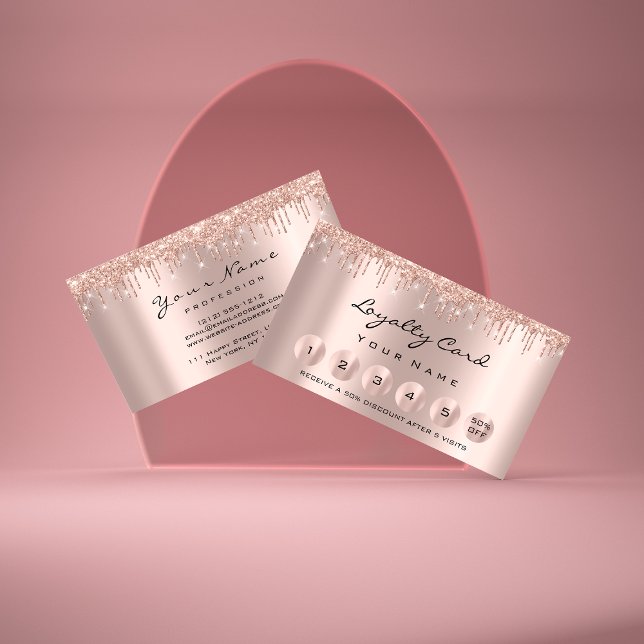 Loyalty 6 Makeup Esthetician Eyelash Rose Drips Business Card (Loyalty 6 Makeup Esthetician Eyelash Rose Drips Business Card)