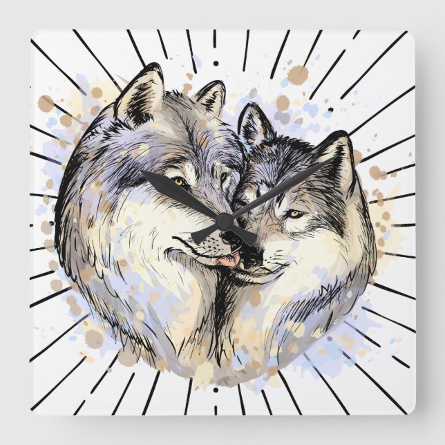Loyalty and love in the wild (Wolf Love)  Square Wall Clock (Front)